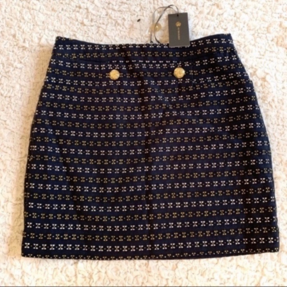 Outback Red Navy Blue Mini Skirt with Gold Accents